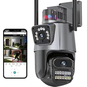 CCTV Camera 360 PTZ Outdoor Indoor Dual Lens Dual View Security Camera, IP66,2 Way Talk/Cloud Storage/Ai Motion Detect/SD Card/CCTV/Color Night Vision (WiFi Based)